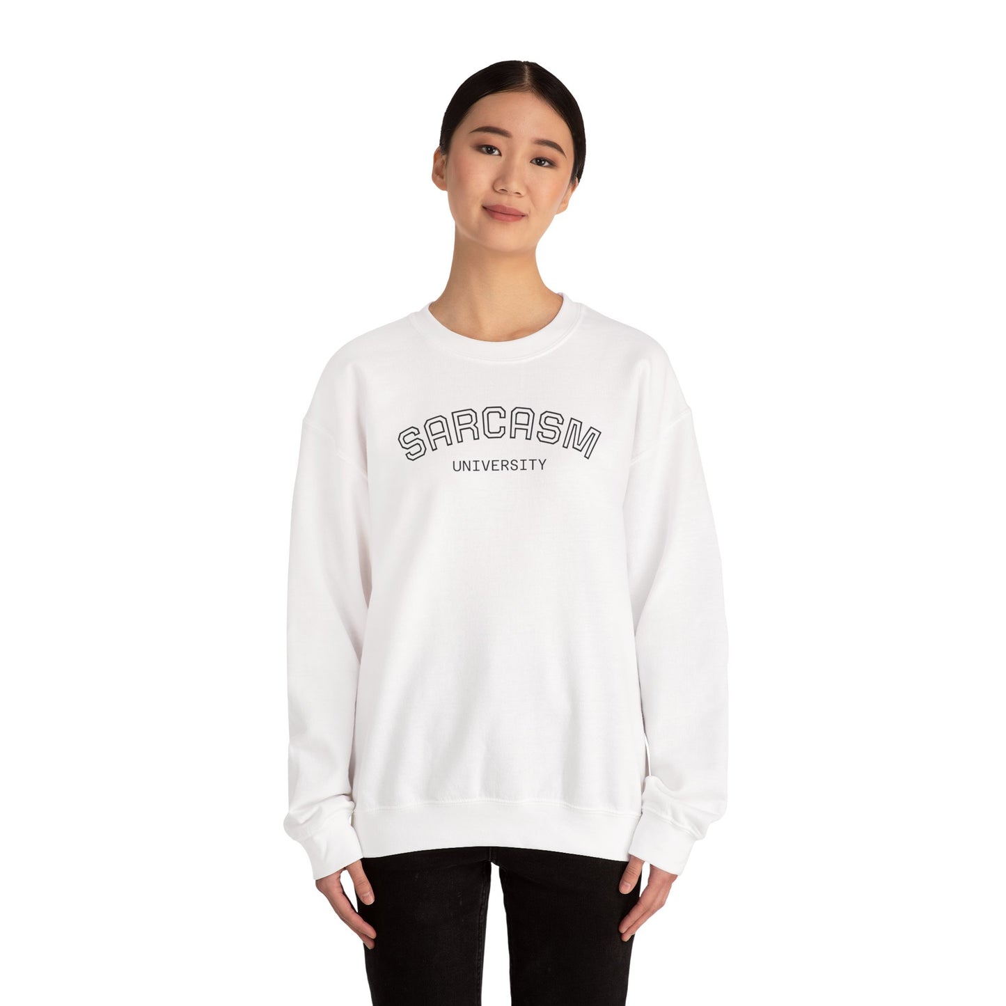 Sarcasm University Crewneck Sweatshirt, Funny Gift for College Students, Unisex Pullover, Casual Wear, Cozy Sweatshirt, Humor Apparel