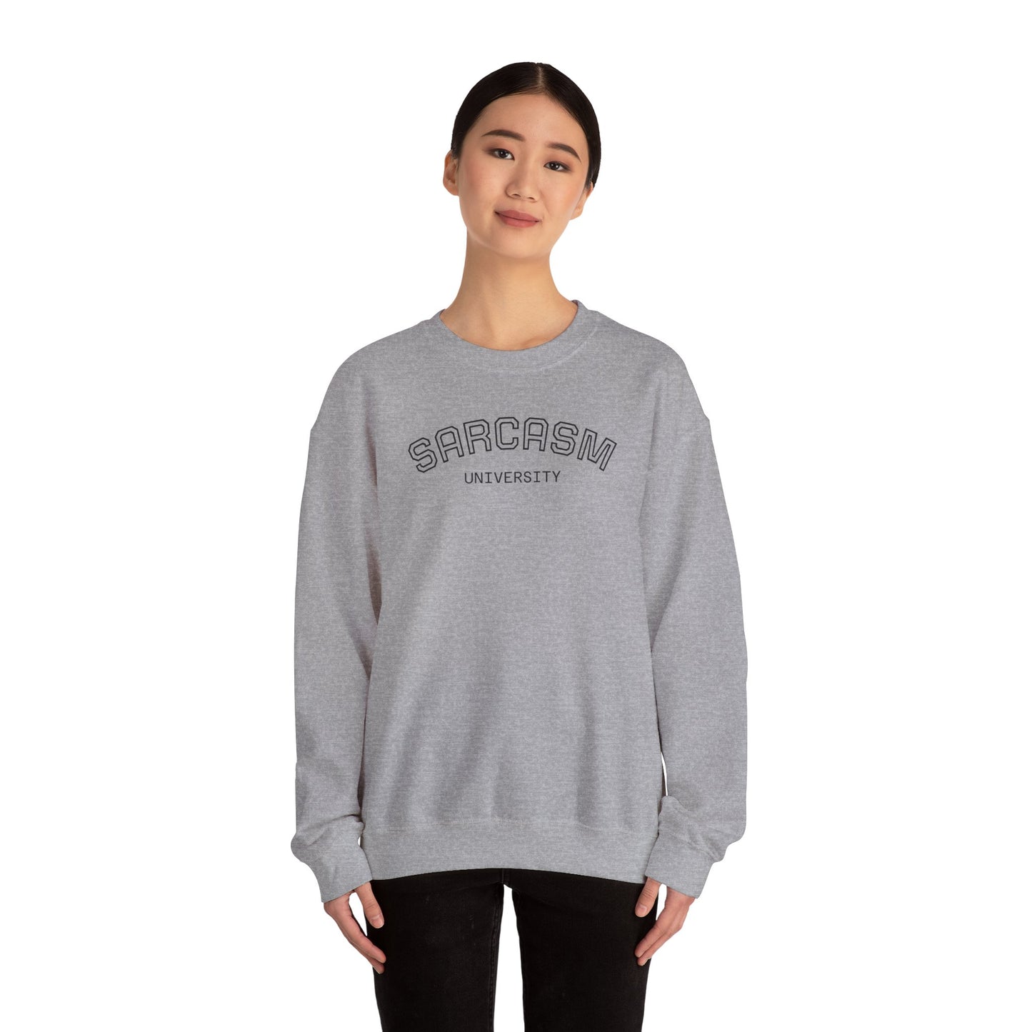 Sarcasm University Crewneck Sweatshirt, Funny Gift for College Students, Unisex Pullover, Casual Wear, Cozy Sweatshirt, Humor Apparel