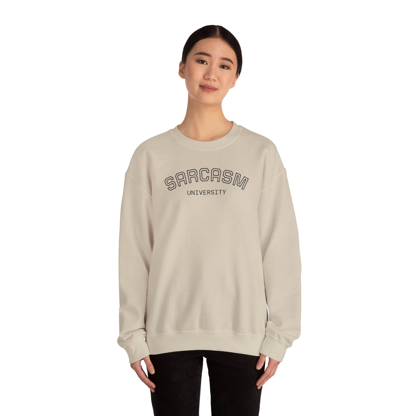 Sarcasm University Crewneck Sweatshirt, Funny Gift for College Students, Unisex Pullover, Casual Wear, Cozy Sweatshirt, Humor Apparel