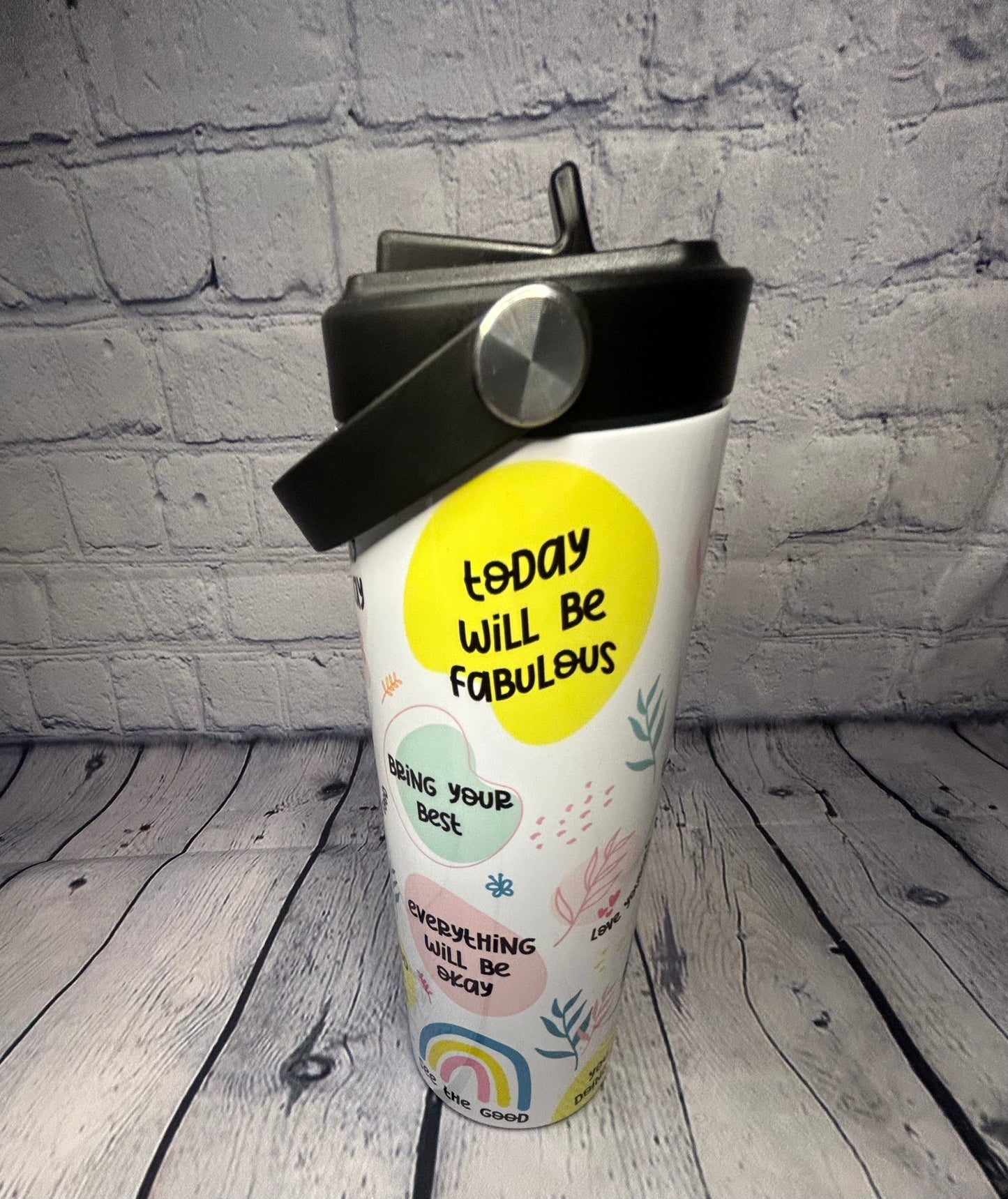 Affirmations 20 oz thermal, bottle with straw
