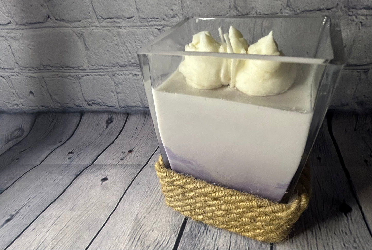 Rectangle, roped meditation candle