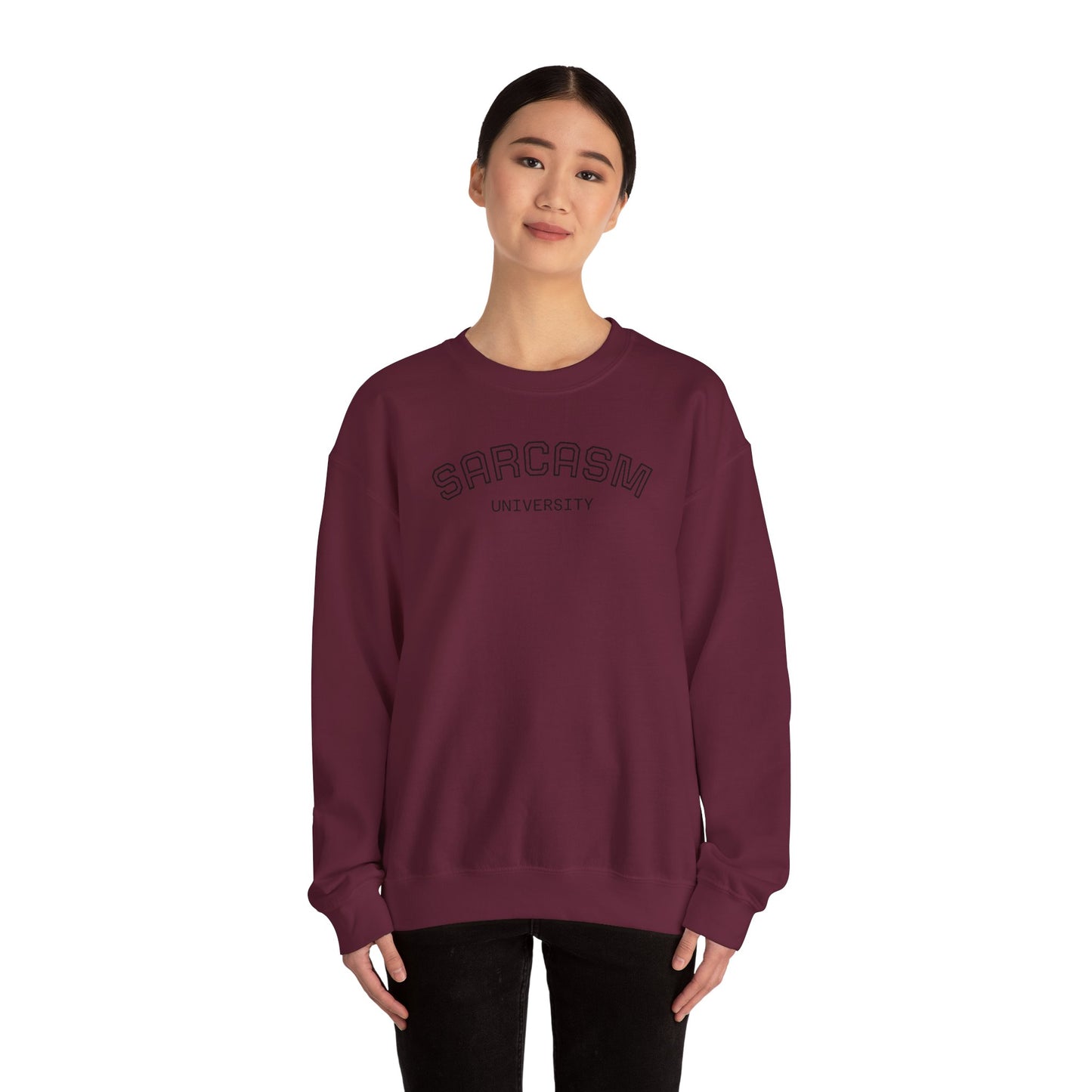 Sarcasm University Crewneck Sweatshirt, Funny Gift for College Students, Unisex Pullover, Casual Wear, Cozy Sweatshirt, Humor Apparel