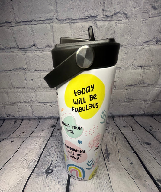 Affirmations 20 oz thermal, bottle with straw