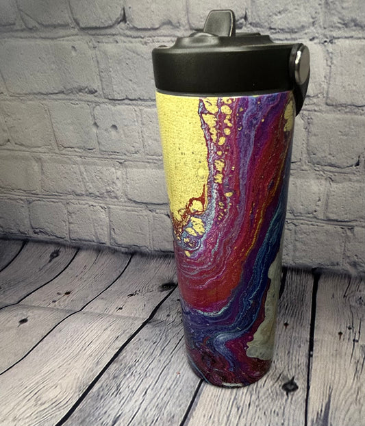 Paint spill, 20oz thermal bottle with straw