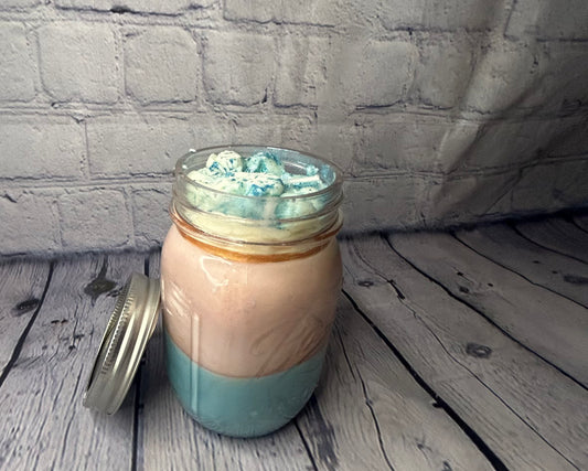 Spring bouquet Mason jar candle with whipped topping