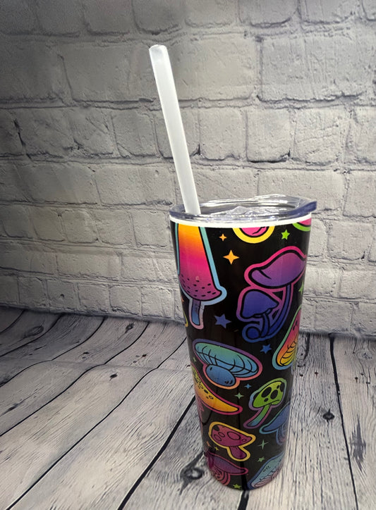 Neon, 20oz thermal bottle with straw